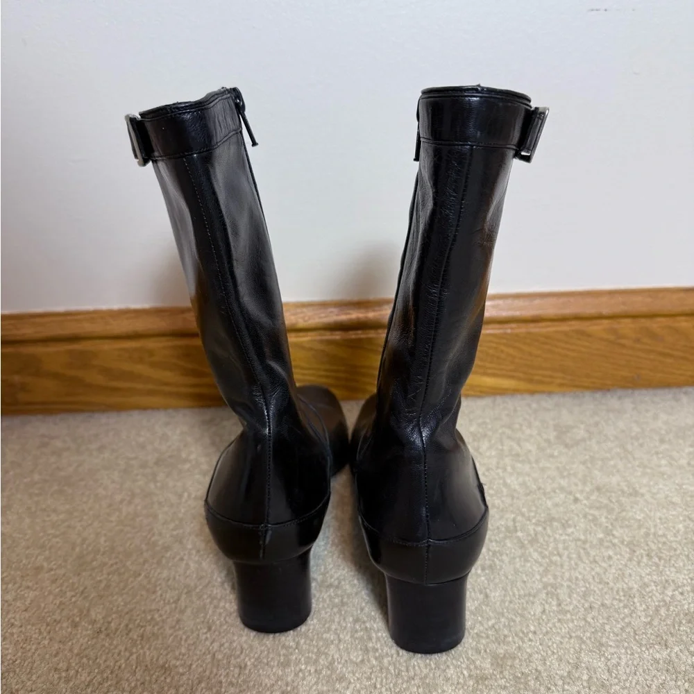 Cole Haan leather zip up boots mid calf buckle zipper size 8.5 made in Italy - Picture 10 of 12